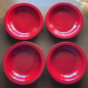 Vintage Red Dallas Ware Melamine Soup Bowls